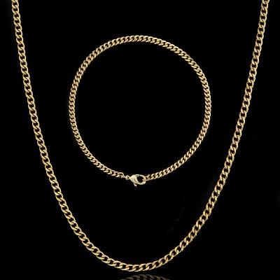2.5mm Cuban Link Chain Set in Gold