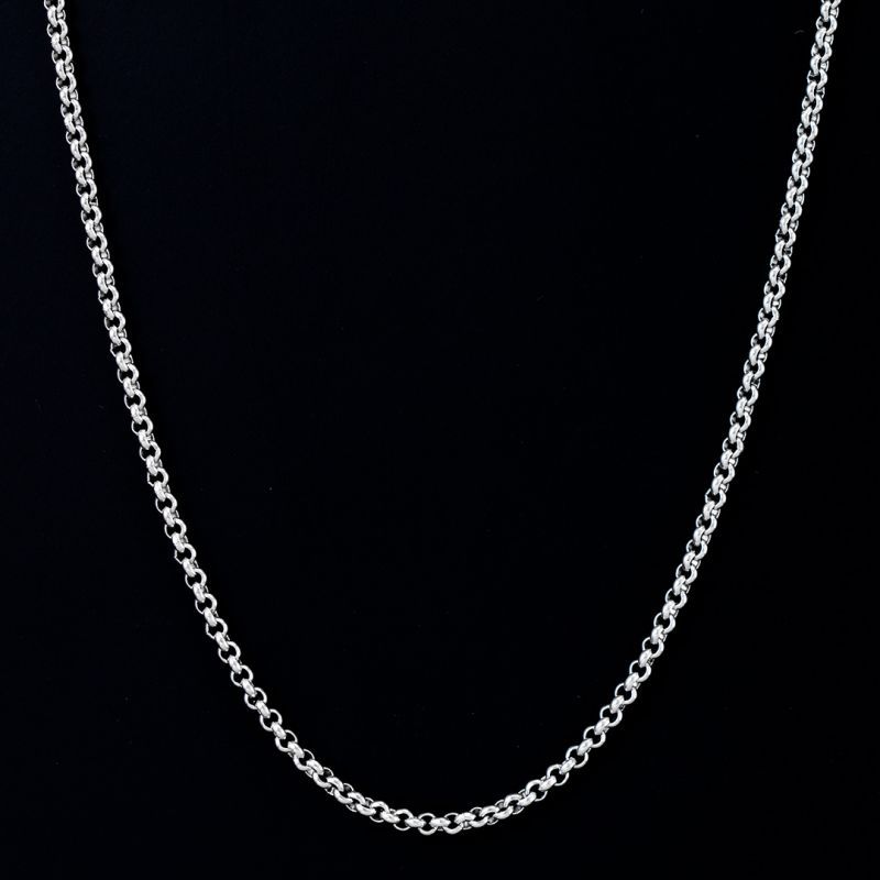 3mm Round Cable Chain Set in White Gold