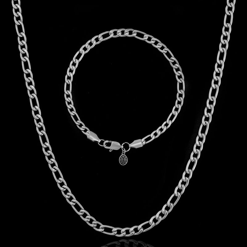 4mm Figaro Stainless Steel Chain Set