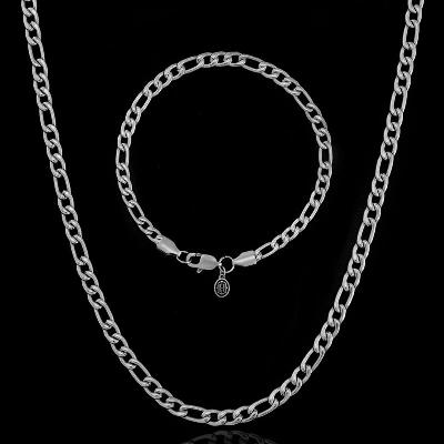 4mm Figaro Stainless Steel Chain Set