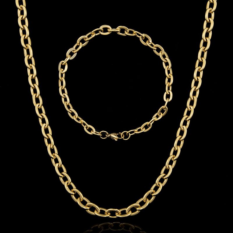 5mm Rolo Chain Chain Set in Gold