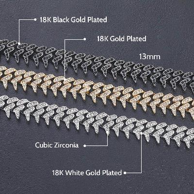 Iced 13mm Rivet Spike Thorns Cuban Chain and Bracelet Set