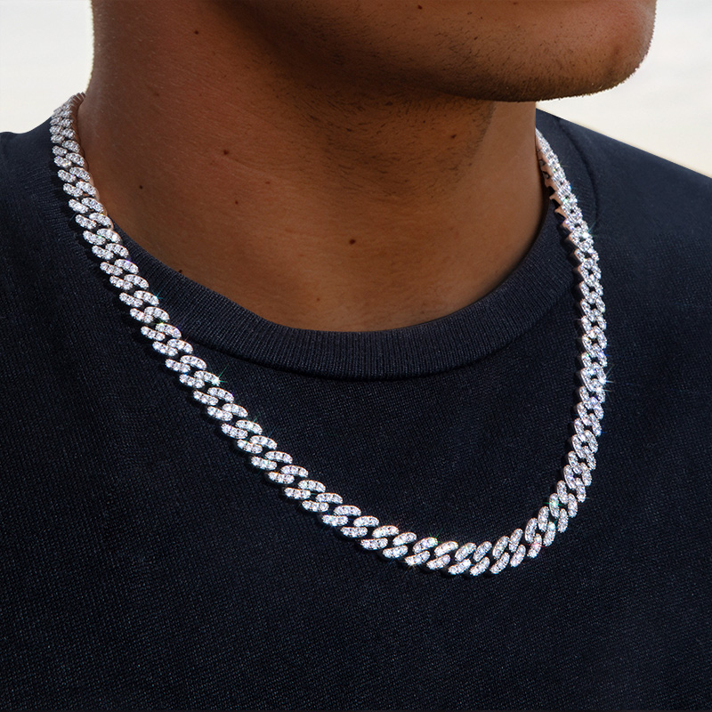 Iced 8mm Cuban Link Chain Set in White Gold