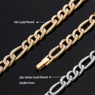 7mm Iced Figaro Chain and Bracelet Set