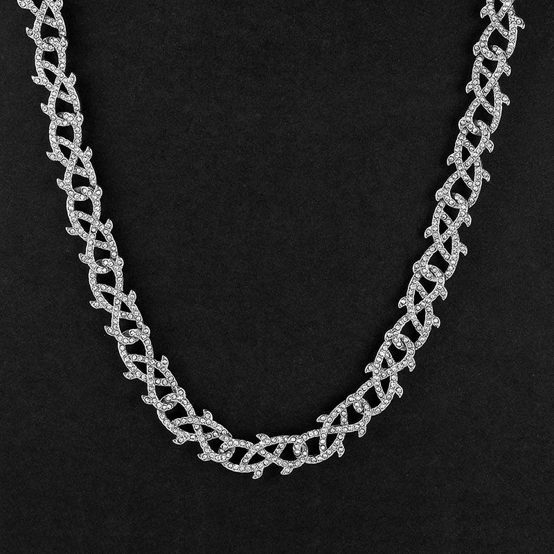 12mm Iced Crown of Thorns Chain and Bracelet Set