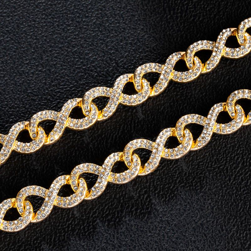 11mm Iced Infinity Cuban Link Chain and Bracelet Set in Gold