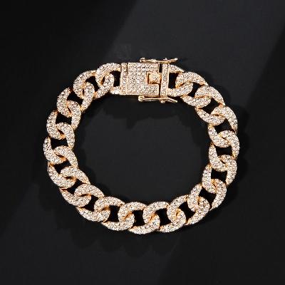12mm Iced Cuban Link Chain and Bracelet Set in Gold