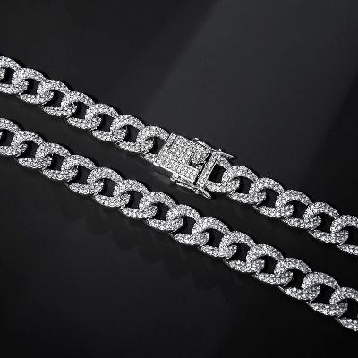 12mm Iced Cuban Link Chain and Bracelet Set in White Gold