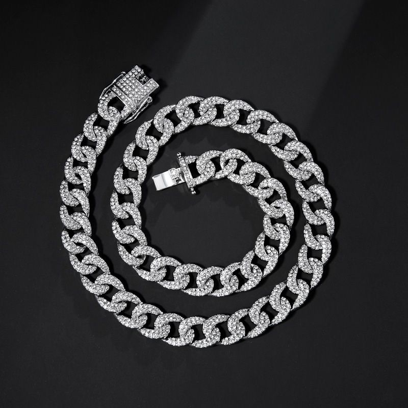 12mm Iced Cuban Link Chain and Bracelet Set in White Gold