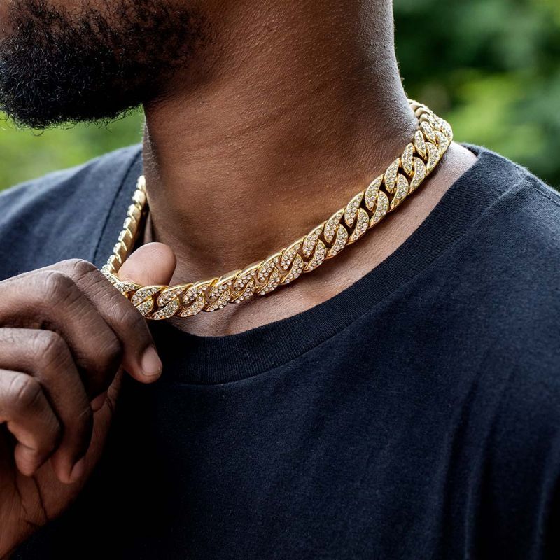 Iced 13mm Cuban Chain & Baguette Cut Watch Set in Gold