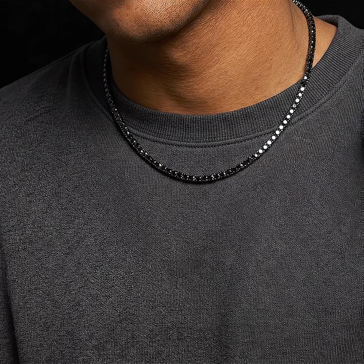 5mm Black Stones Tennis Chain Set in Black Gold 5mm Black Stones Tennis Chain Set in Black Gold