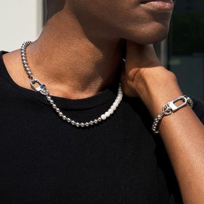 Half Beads and Pearl Chain & Bracelet Set