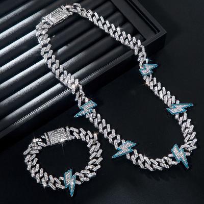 Iced Lightning12mm Cuban Chain & Bracelet Set