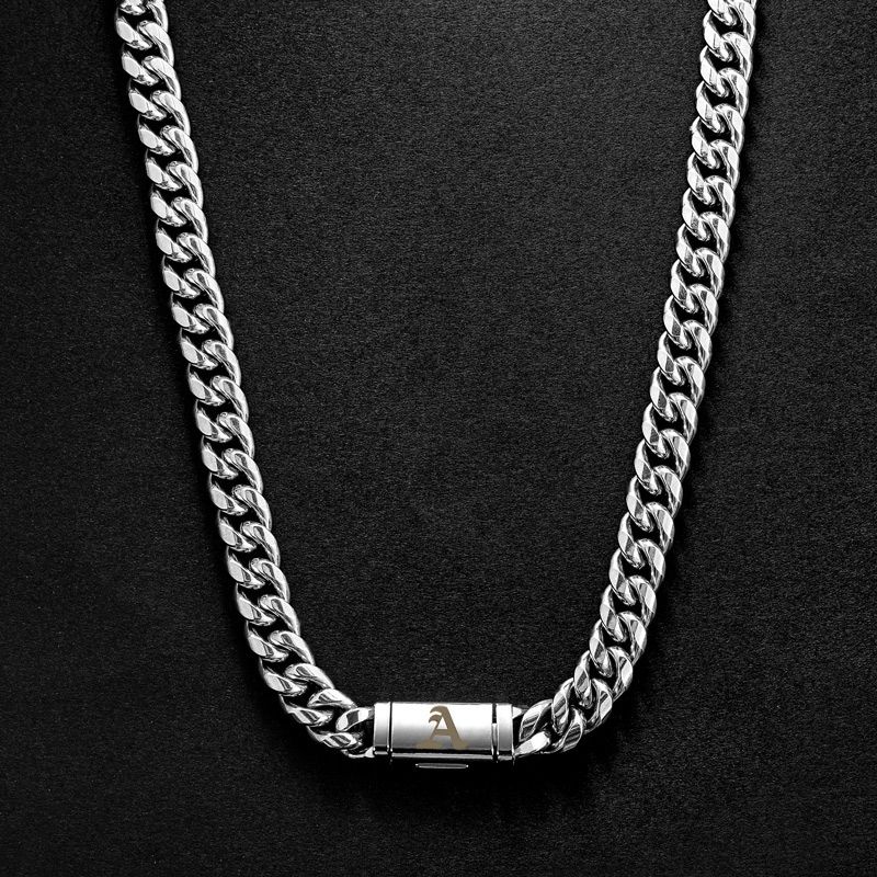 10mm Miami Old English Letter Cuban Chain & Bracelet Set in 18K White Gold Plated