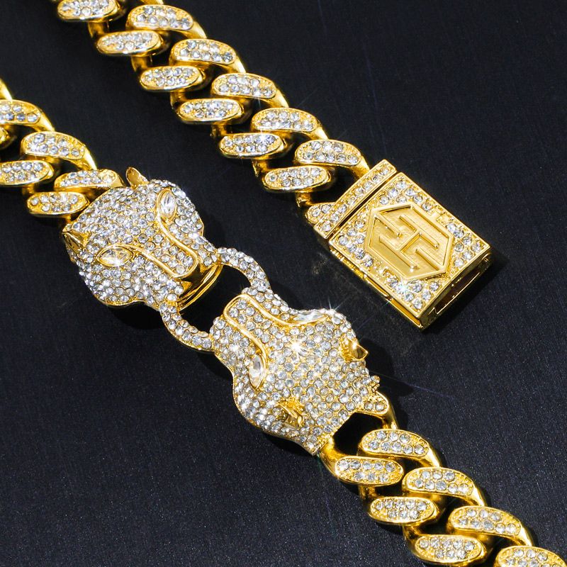 Iced Double Panther Jewelry Set in 18K Gold Plated