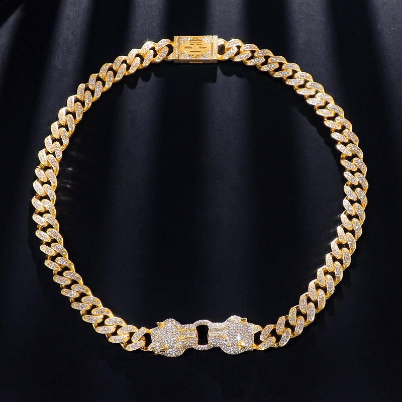 Iced Double Panther Jewelry Set in 18K Gold Plated