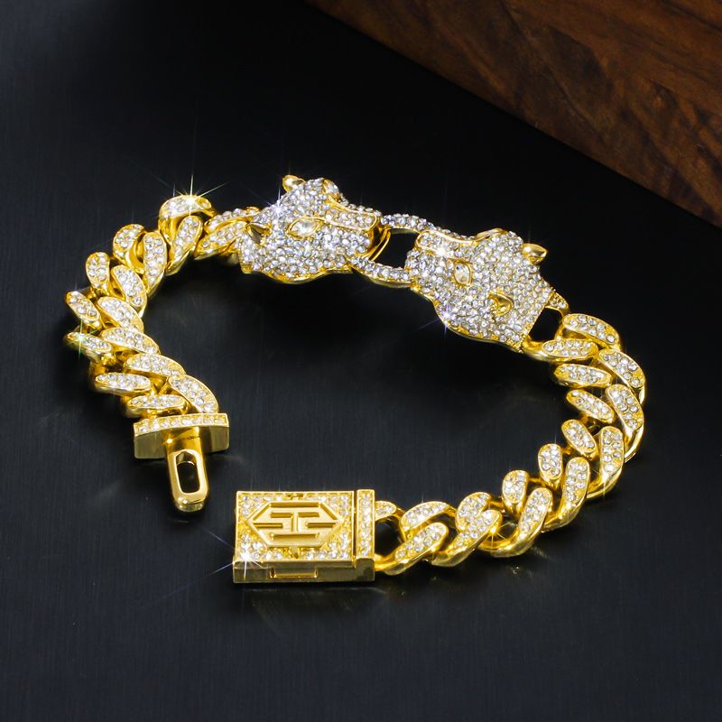 Iced Double Panther Jewelry Set in 18K Gold Plated