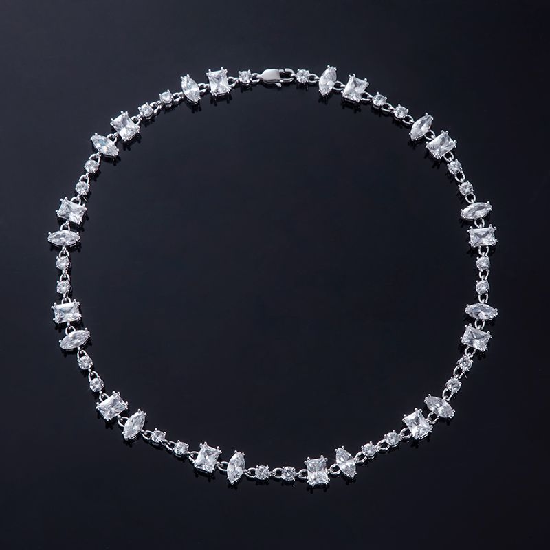 Iced CZ Clear Mixed Shape Tennis Chain & Bracelet Set