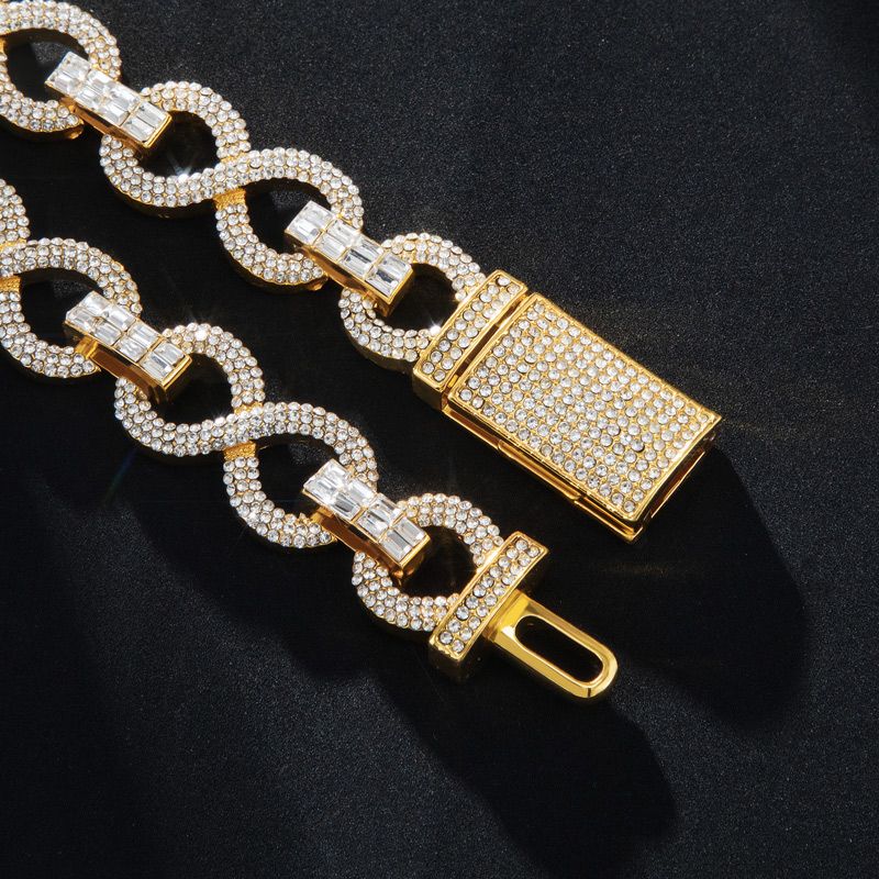 16mm Iced Infinity Link Chain & Bracelet Set in Gold