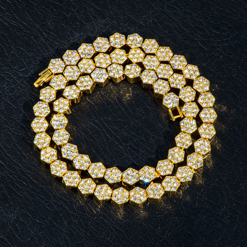 8mm Hexagon Tennis Chain & Bracelet Set in Gold