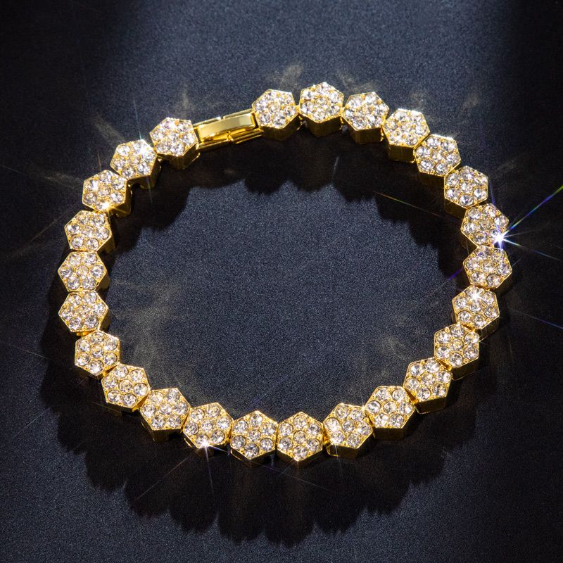 8mm Hexagon Tennis Chain & Bracelet Set in Gold