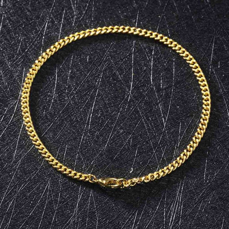 3mm Cuban Link Chain Set in Gold