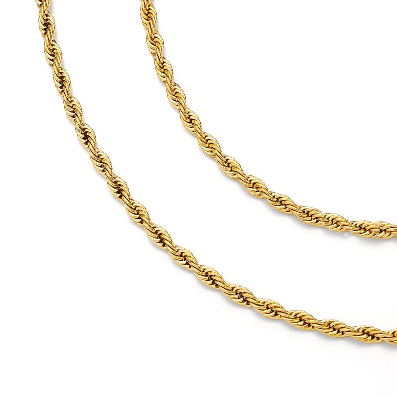 3mm Rope Solid 925 Sterling Silver Chain Set in Gold