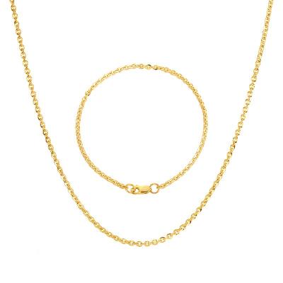 3mm Cable Solid 925 Sterling Silver Chain Set in Gold