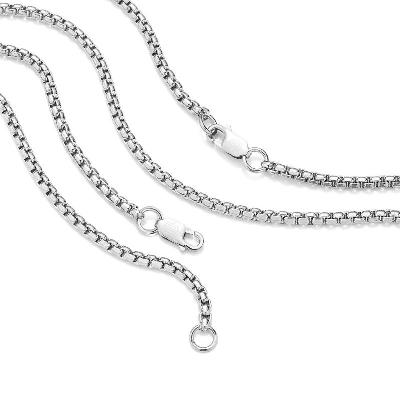 3mm Round Box Solid 925 Sterling Silver Chain Set