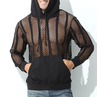 Fashion Mesh See-Through Solid Color Casual Sweater