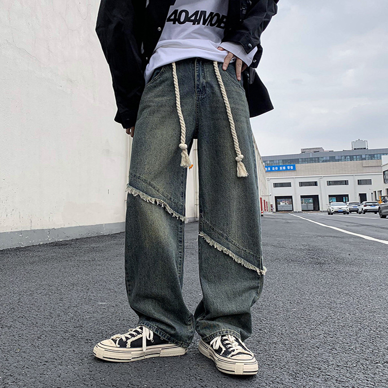 Men's Vintage Wash Fashion Tassel Jeans