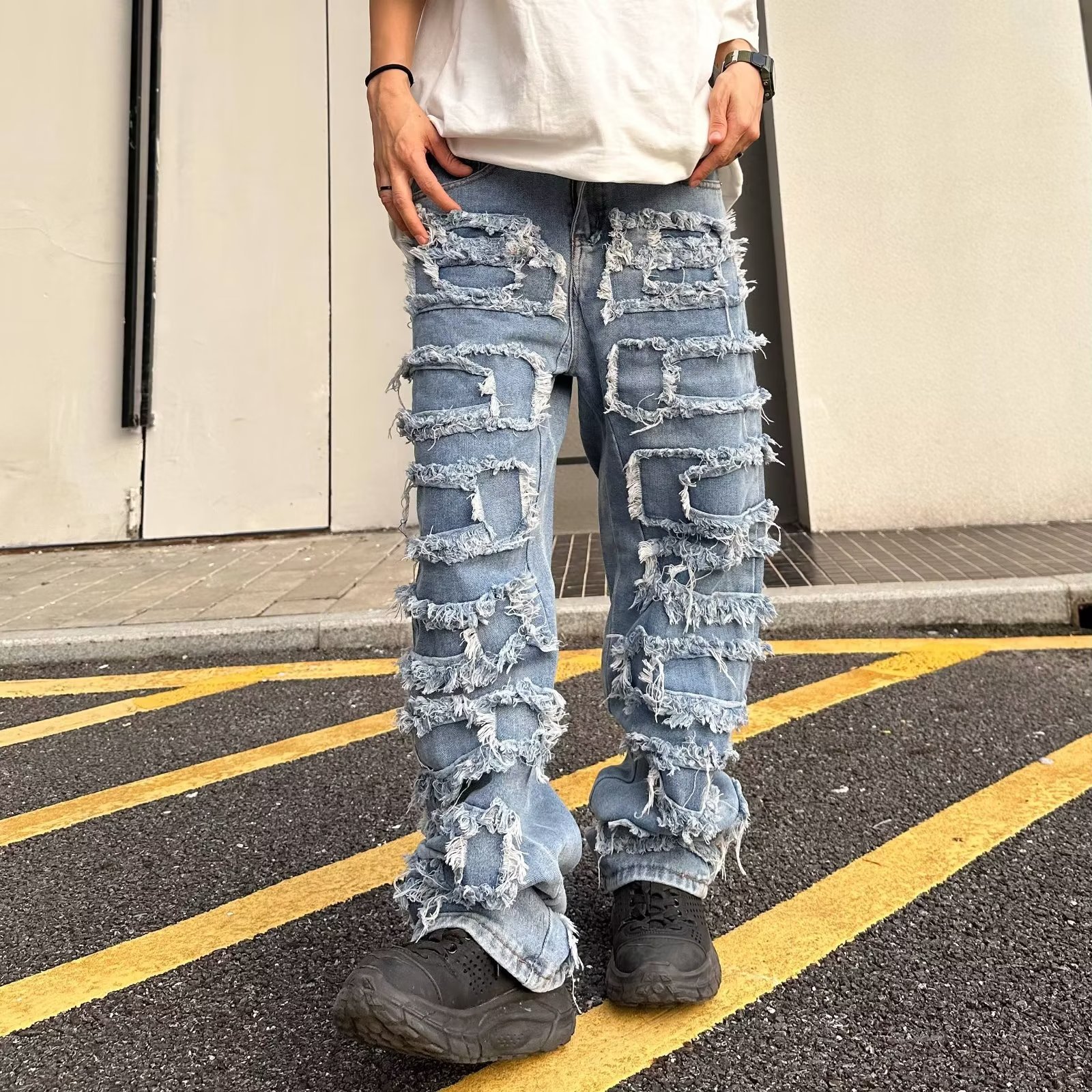 American Vintage Washed Patch Ripped Jeans