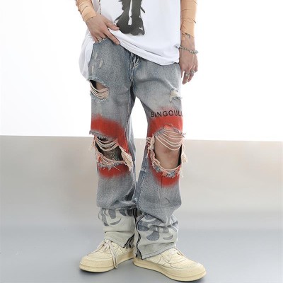 Retro Hiphop Ripped Loose Jeans