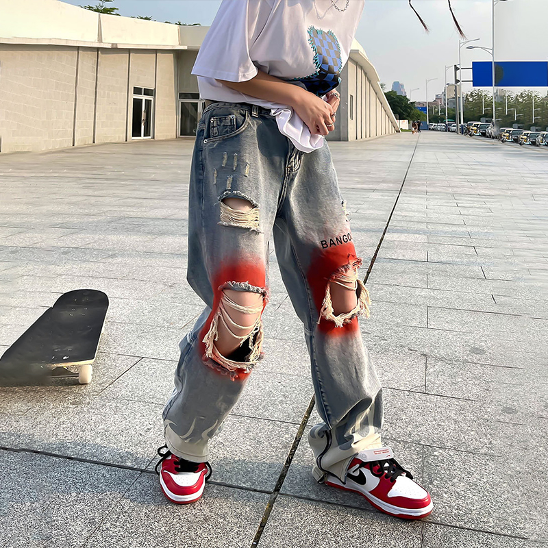 Retro Hiphop Ripped Loose Jeans