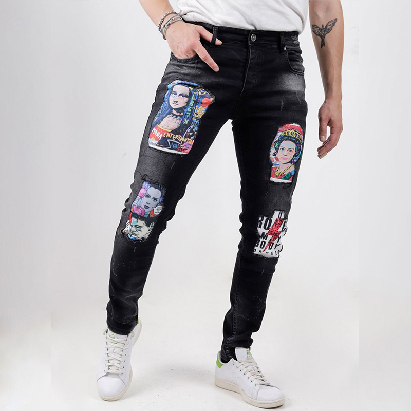 Men's Denim Mona Lisa Frosted Zip Jeans Helloice Apparel