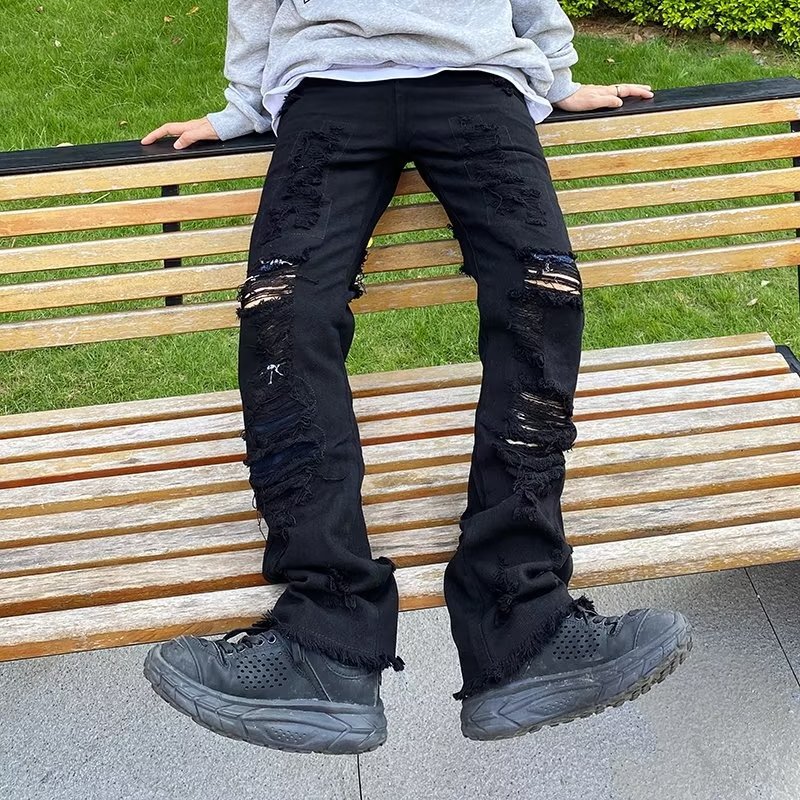 High Street Frayed Embroidered Ripped Jeans High Street Frayed Embroidered Ripped Jeans