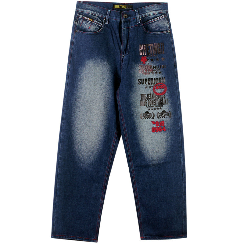 Hip Hop Washed Embroidered Jeans