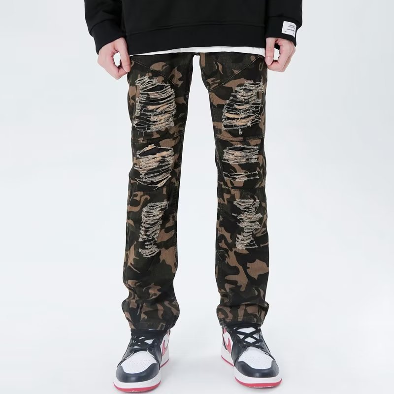 Distressed Camouflage Jeans