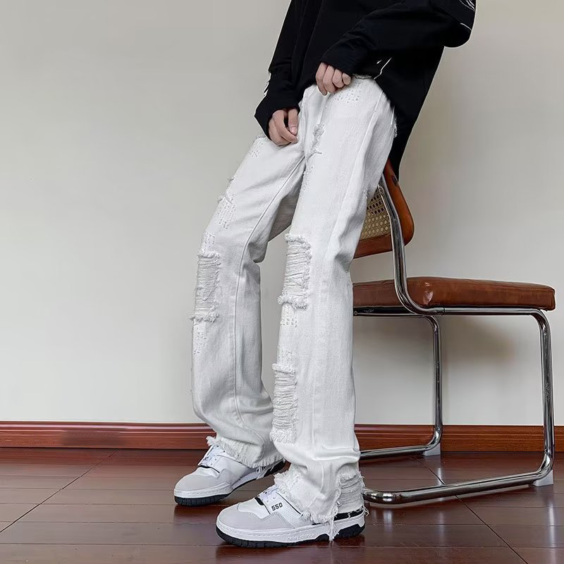 Ripped Bootcut Jeans With Holes