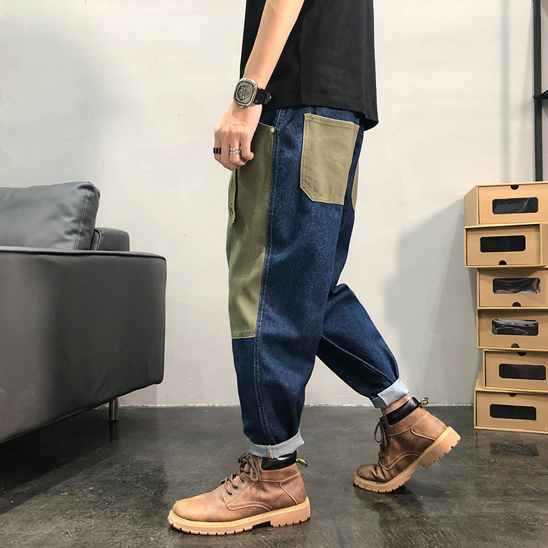 Contrast Paneled Casual Jeans