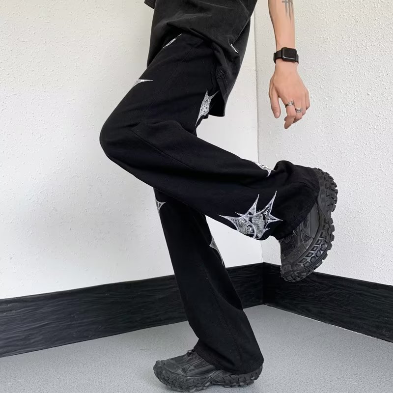 Vintage Letter Embroidered Patch Jeans