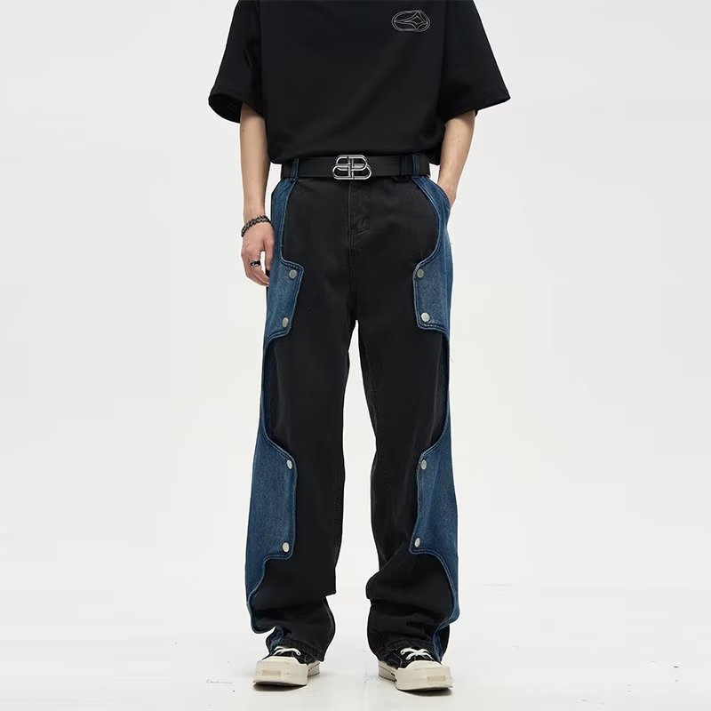 Stacked Irregular Color Block Jeans