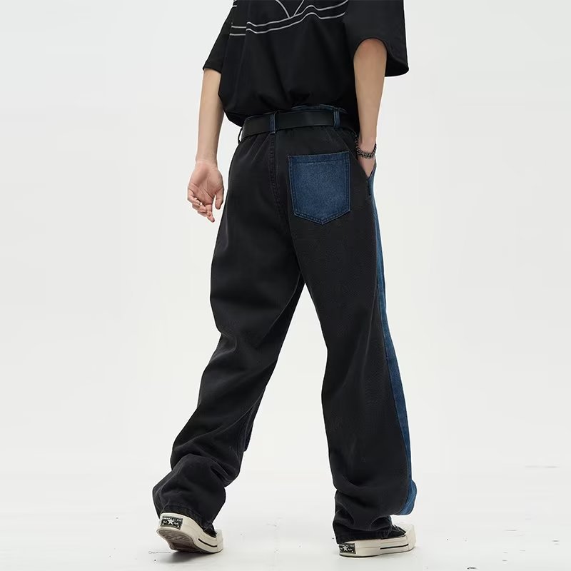 Stacked Irregular Color Block Jeans