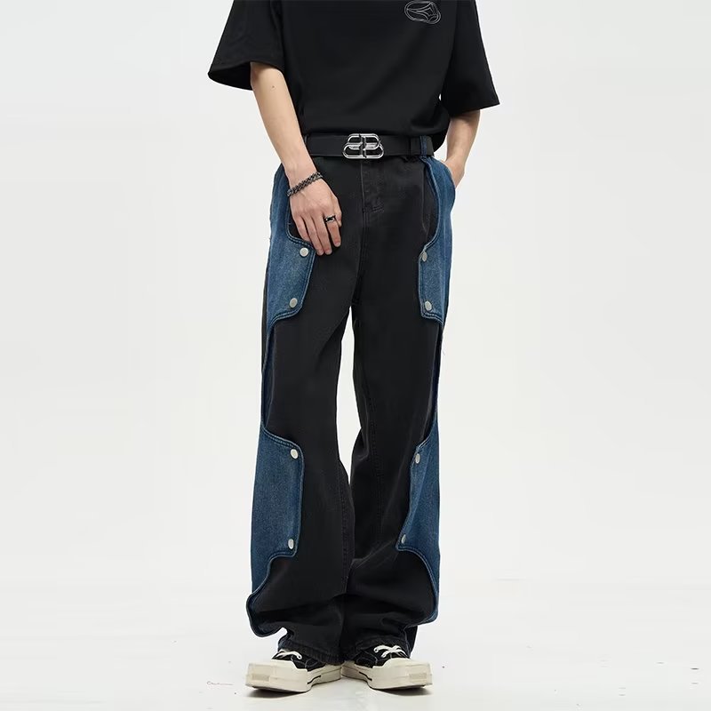 Stacked Irregular Color Block Jeans