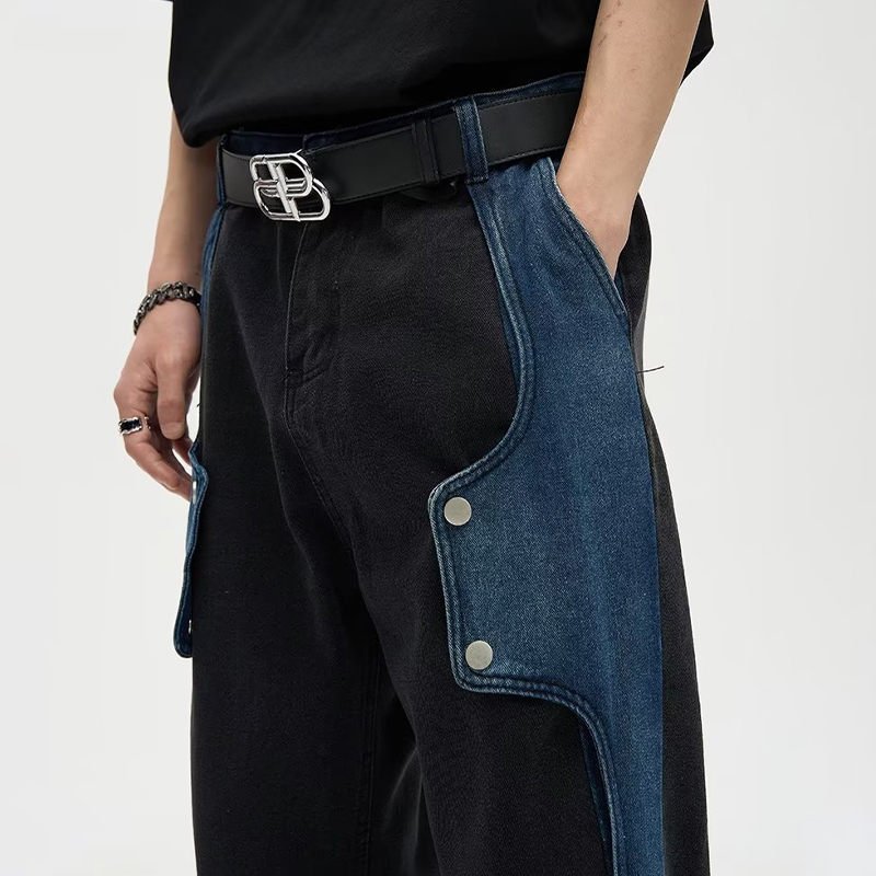 Stacked Irregular Color Block Jeans