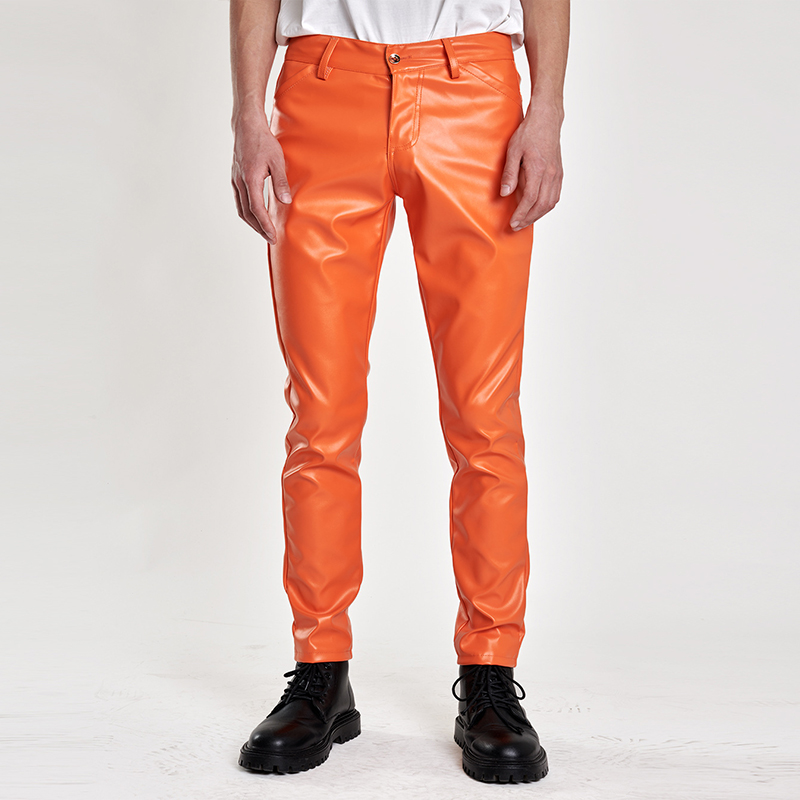 Men's Stretch Slim Multicolor Leather Pants