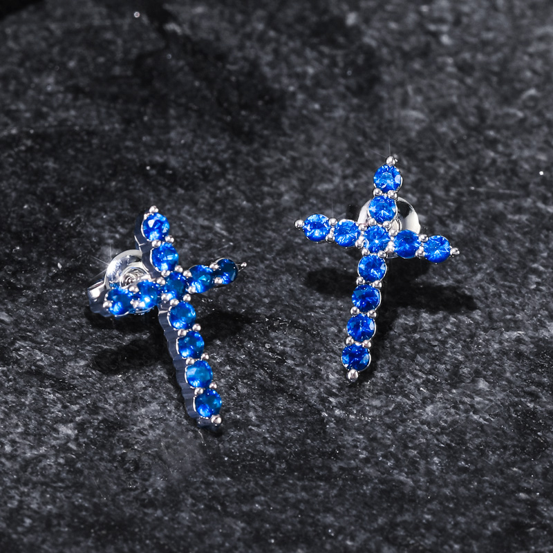 Blue Cross Earrings