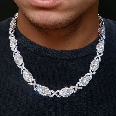 Iced Evil Eyes with Infinity Chain in White Gold
