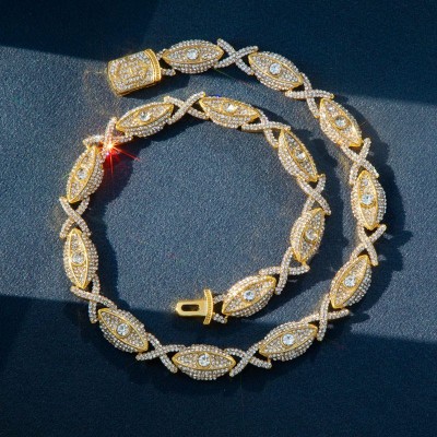 Iced Evil Eyes with Infinity Chain in Gold