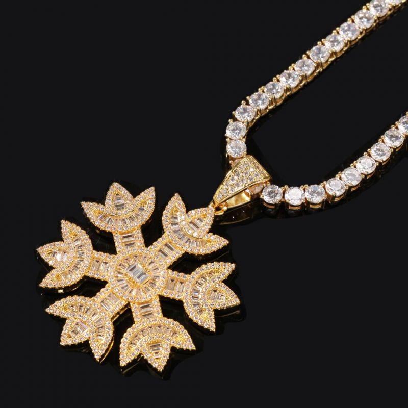 Iced Snowflake Pendant in Gold